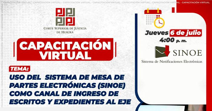 Capacitación online Uso del sistema de mesa de partes electrónicas SINOE