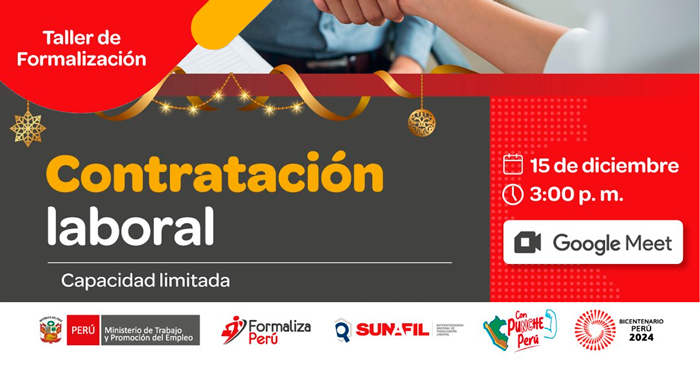 Taller online gratis Contratación laboral del MTPE