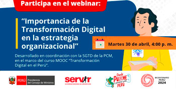 Webinar online "Importancia de la Transformación Digital en la estrategia organizacional" del SERVIR