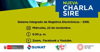 Charla online gratis "SIRE  Sistema Integrado de Registros Electrónicos" de la SUNAT