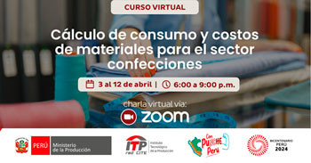 Curso virtual "Cálculo de consumo y costos de materiales para el sector confecciones"  de CITEccal Lima