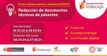 Curso online gratis con certificado sobre Redacción de documentos técnicos de patentes de INDECOPI