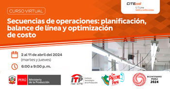 Curso online "Secuencias de operaciones: planificación, balance de línea y optimización de costo"  del ITP