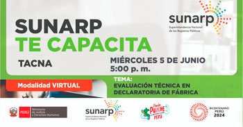 Charla online gratis "Evaluación técnica en declaratoria de fábrica" de la SUNARP