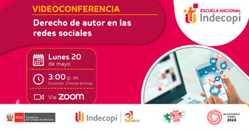 Conferencia online gratis "Derecho de autor en las redes sociales"  del INDECOPI