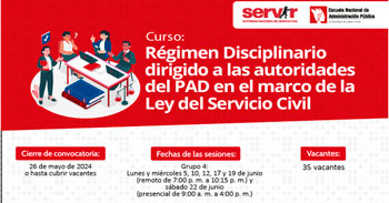 Curso online gratis "Régimen Disciplinario dirigido a las autoridades del PAD - LSC" de la ENAP