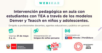 Webinar online "Intervención pedagógica en aula con estudiantes con TEA" del MINEDU