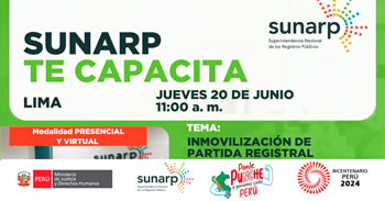 Charla semipresencial "Inmovilización de partida registral" de la SUNARP