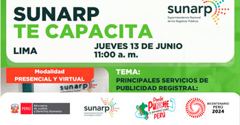 Charla semipresencial "Principales servicios de publicidad registral" de la SUNARP