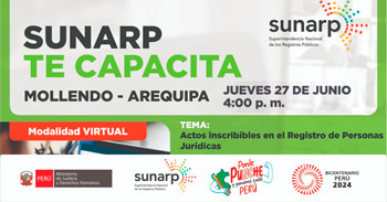 Charla online gratis "Actos inscribibles en el Registro de Personas Jurídicas" de la SUNARP