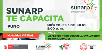 Charla online gratis "Aspectos técnicos en la evaluación de duplicidades" de la SUNARP