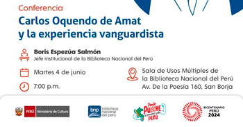 Conferencia presencial "Carlos de Oquendo de Amat y la experiencia vanguardist" de la BNP