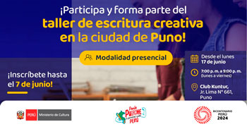 Taller presencial "Escritura creativa en Puno" del Ministerio de Cultura