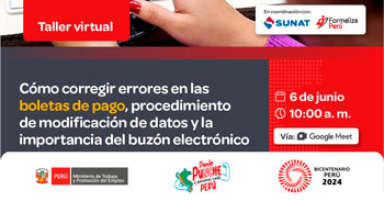 Taller online gratis Corrección de Errores en Boletas de Pago y la Importancia del Buzón Electrónico del MTPE