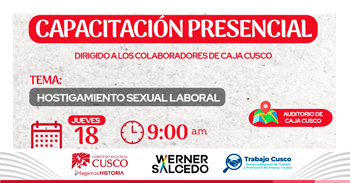Capacitación presencial  "Hostigamiento Sexual Laboral" de la GRTPE Cusco