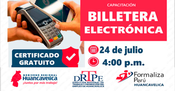 Capacitación online con certificado "Billetera electrónica" de la DRTPE Huancavelica