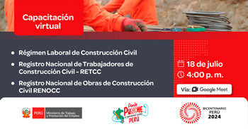 Capacitación online gratis "Régimen Especial Laboral de Construcción Civil, RETCC y RENOCC" del MTPE