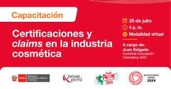 Capacitación online sobre "Certificaciones y Claims en la industria cosmética" de PromPerú