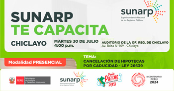 Charla presencial gratis "Cancelación de hipoteca por caducidad" de la SUNARP