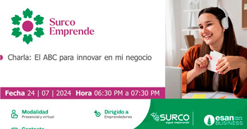 Charla online gratis El ABC para innovar mi negocio de la  Municipalidad de Santiago de Surco