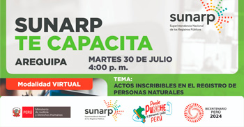 Charla online gratis "Actos Inscribibles en el Registro de Personas Naturales" de la SUNARP