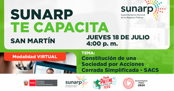  Charla online gratis  Constitución de una Sociedad por Acciones Cerrada Simplificada - SACS de la SUNARP