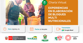 Charla online gratis  "Experiencias en elaboración de bloques multi nutricionales" de Agro Rural