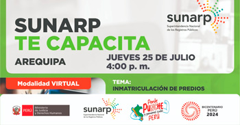 Charla online gratis "La inmatriculación de predios" de la SUNARP