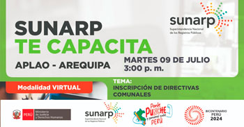 Charla online gratis "Inscripción de Directivas Comunales" de la SUNARP