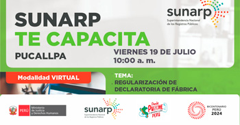 Charla online gratis "Regulación de declaratoria de fábrica" de la SUNARP