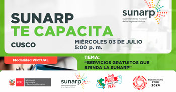 Charla online gratis "Servicios gratuitos que ofrece la SUNARP" de la SUNARP