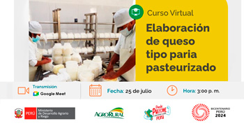 Charla online gratis sobre "Elaboración de queso tipo paria pasteurizado" de Agro Rural