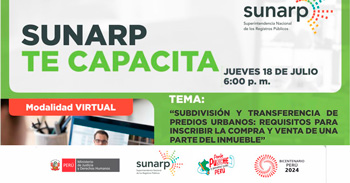 Charla online gratis "Subdivisión y transferencia de predios urbanos"  de la SUNARP