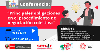  Conferencia online "Principales obligaciones en el procedimiento de negociación colectiva" del SERVIR