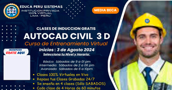 Curso online gratuito "AutoCAD Civil 3D" de Educa Perú sistemas