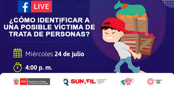 Evento online gratis "¿Cómo identificar a una posible víctima de trata de personas?"  de la SUNAFIL