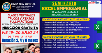 Curso online gratuito "Excel Empresarial" de Educa Perú sistemas