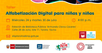 Taller presencial gratis "Alfabetización Digital para niñas y niños" de la Biblioteca Nacional del Perú - BNP