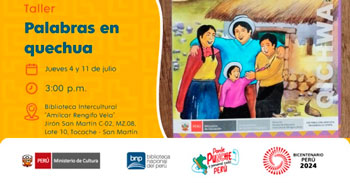 Taller presencial gratis "Palabras en quechua" de la BNP