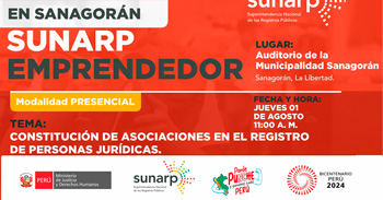 Evento presencial gratis "Constitución de asociaciones en el registro de personas jurídicas." de la SUNARP