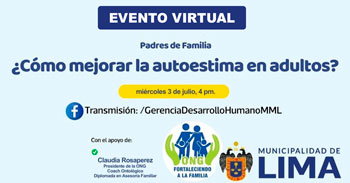 Evento online "¿Cómo mejorar la autoestima en adultos?" de la Municipalidad de Lima