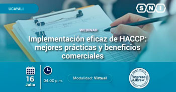 Webinar  online gratis  Implementación eficaz de HACCP: mejores prácticas y beneficios comerciales   de la SNI