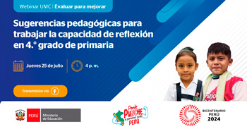 Webinar online Sugerencias pedagógicas para trabajar la capacidad de reflexión en 4.° grado de primaria del MINEDU
