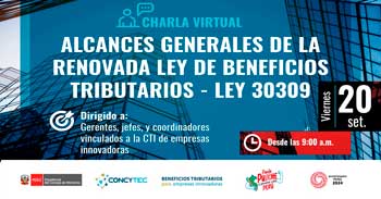 Charla online gratis sobre: "Alcances generales de la Renovada ley de Beneficios Tributarios - Ley 30309"