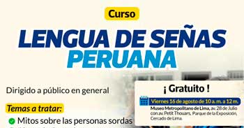 Curso presencial gratis "Lengua de Señas Peruanas" de la Municipalidad de Lima