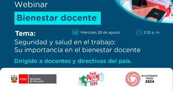 Webinar online "Seguridad y salud en el trabajo: Su importancia en el bienestar del docente" del MINEDU