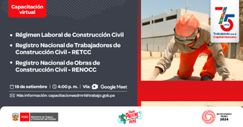  Capacitación online gratis "Régimen Especial Laboral de Construcción Civil, RETCC y RENOCC" del MTPE