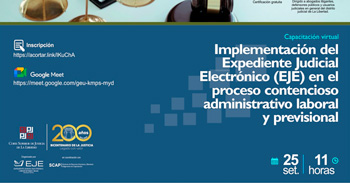  Capacitación online gratis "Implementación del Expediente Judicial Electrónico (EJE)"