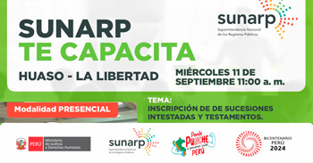 Charla presencial gratis "Inscripción de Sucesiones Intestadas y Testamentos" de la SUNARP