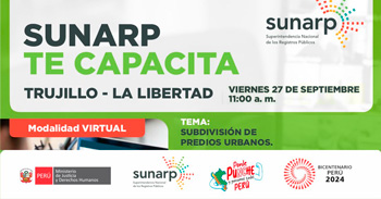  Charla online gratis "Subdivisión de predios urbanos" de la SUNARP